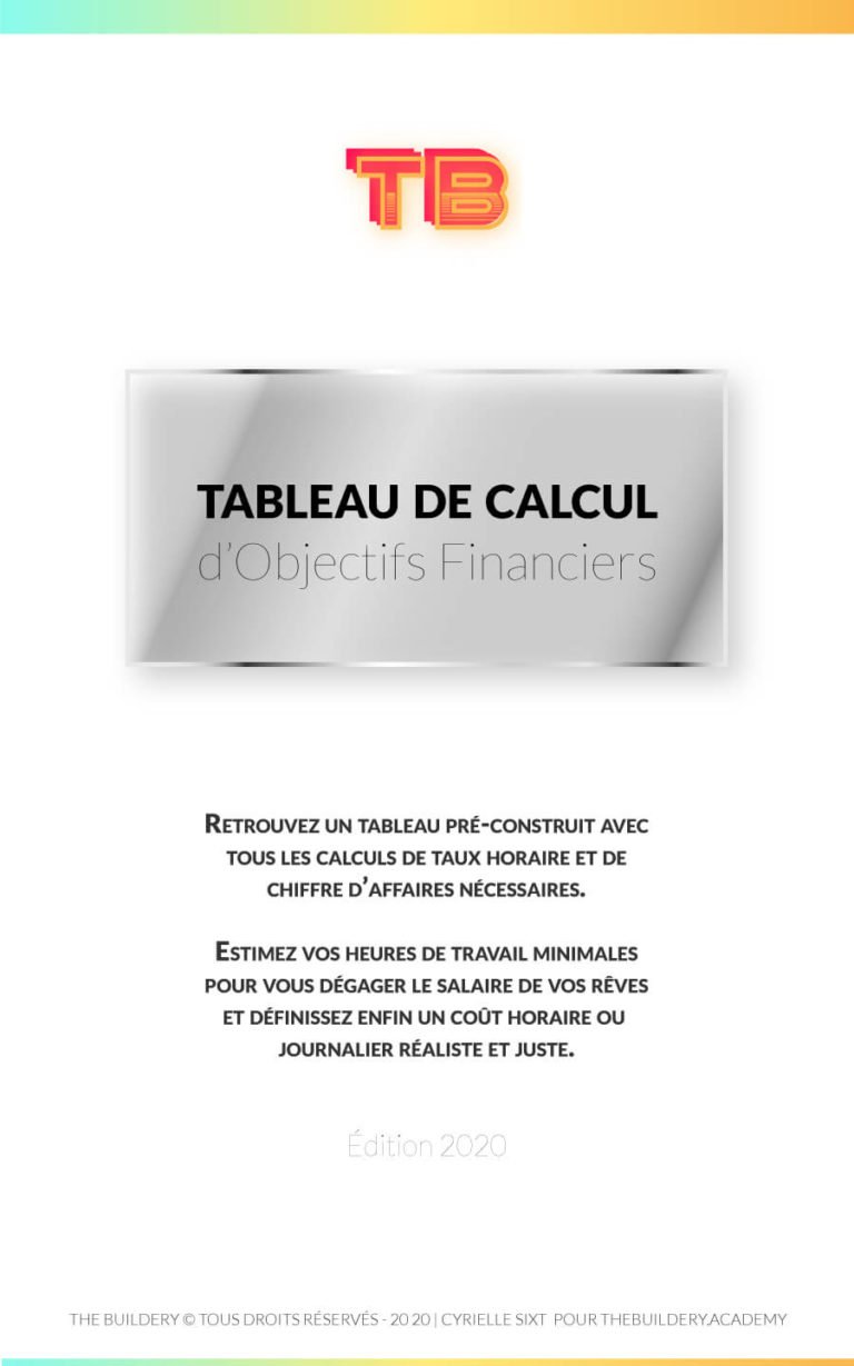 Tableau préparé avec tous les calculs nécessaires à la définition d'un salaire horaire/journalier/mensuel rentable. Disponible à 2€